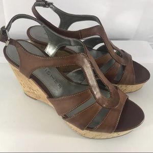 Marc Fisher Gleena Womens 6 Brown Wedge Sandals